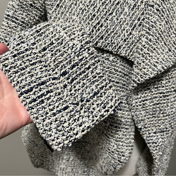 Club Monaco Jowdie Tweed Open Front Crop Jacket Leather Accent - Picture 8 of 17